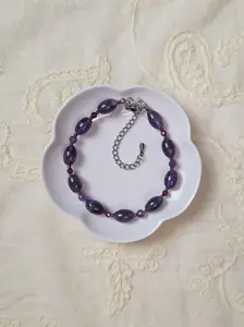Gemma Bracelet – Amethyst & Red Garnet Bracelet, Handmade Gemstone Jewelry January February Capricorn Aquarius