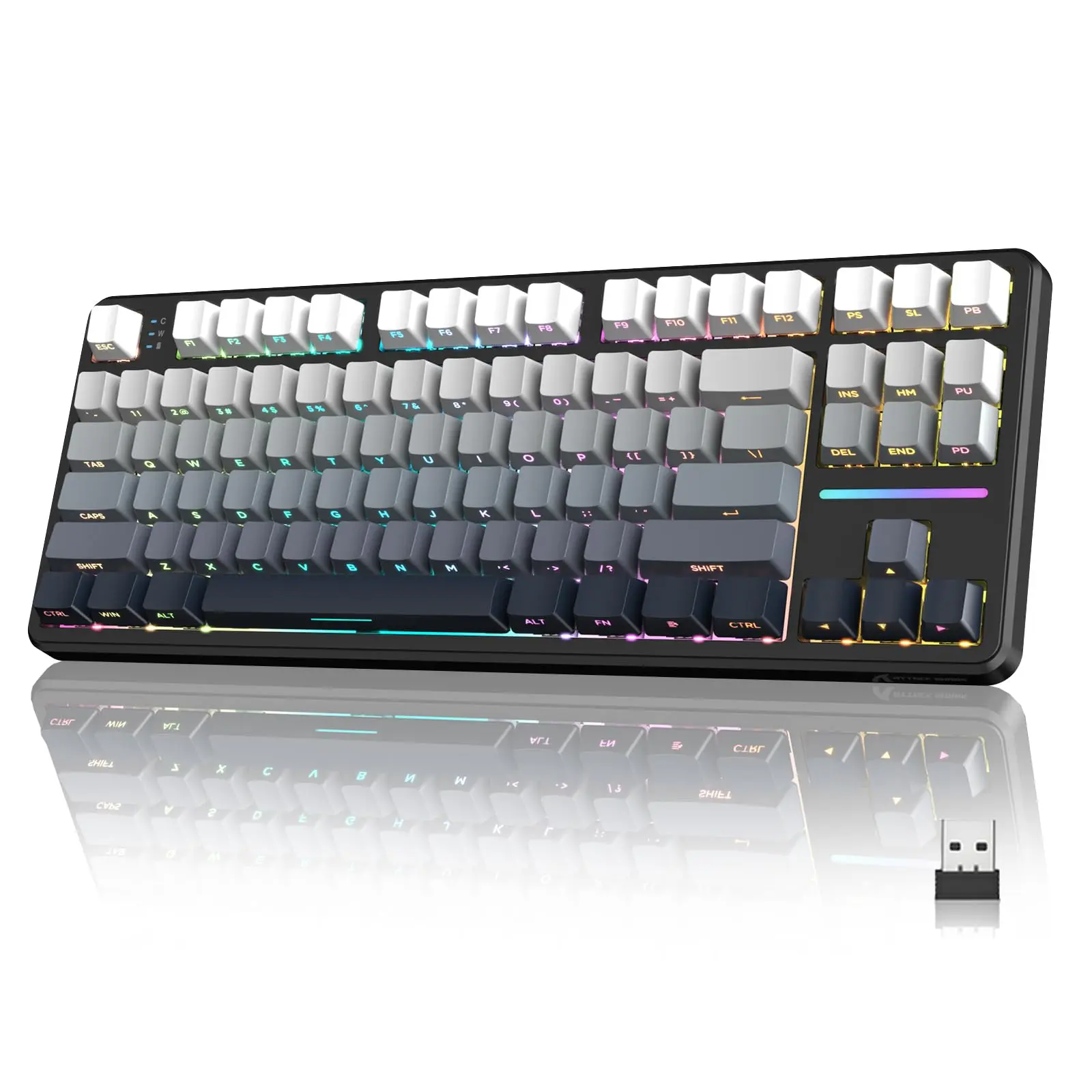 ATTACK SHARK X87 Wireless Tri-Mode Mechanical Gaming Keyboard - Hot Swappable RGB, Gasket Mount, Pre-Lubed Linear Switches, Side-Printed PBT Keycaps