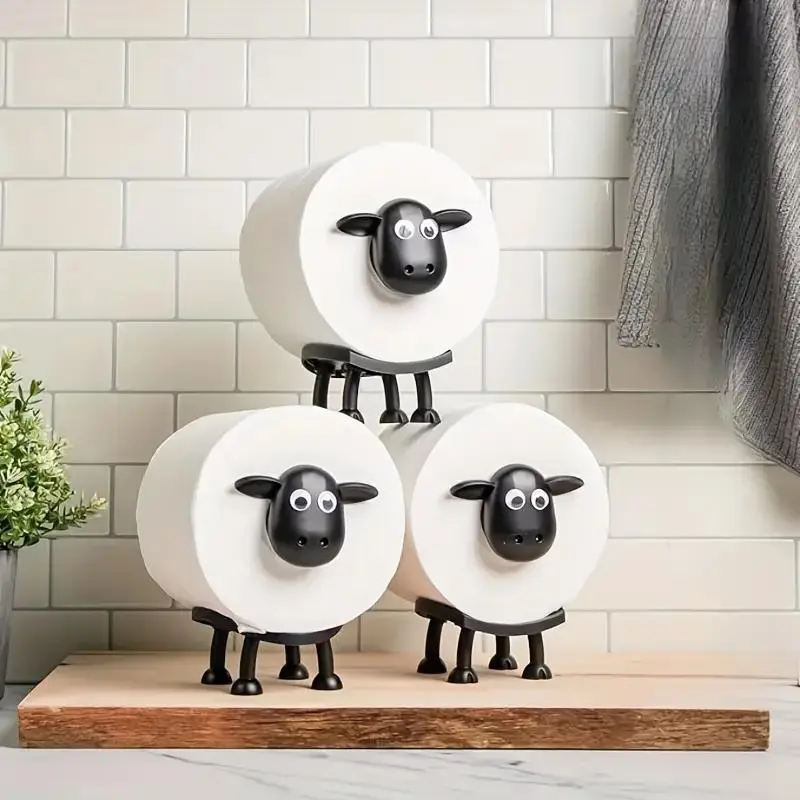 Cute Sheep Design Toilet Paper Holder, Funny Toilet Paper Holder Standing Bathroom Paper Towel Holder, Bathroom Decoration Supplies, Organiser
