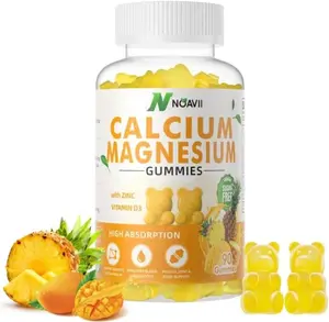 Calcium Magnesium Zinc Gummies with Vitamin D3, ashwagandha Supplement - High Potency Enhanced Absorption - Pineapple Flavor-90 Count