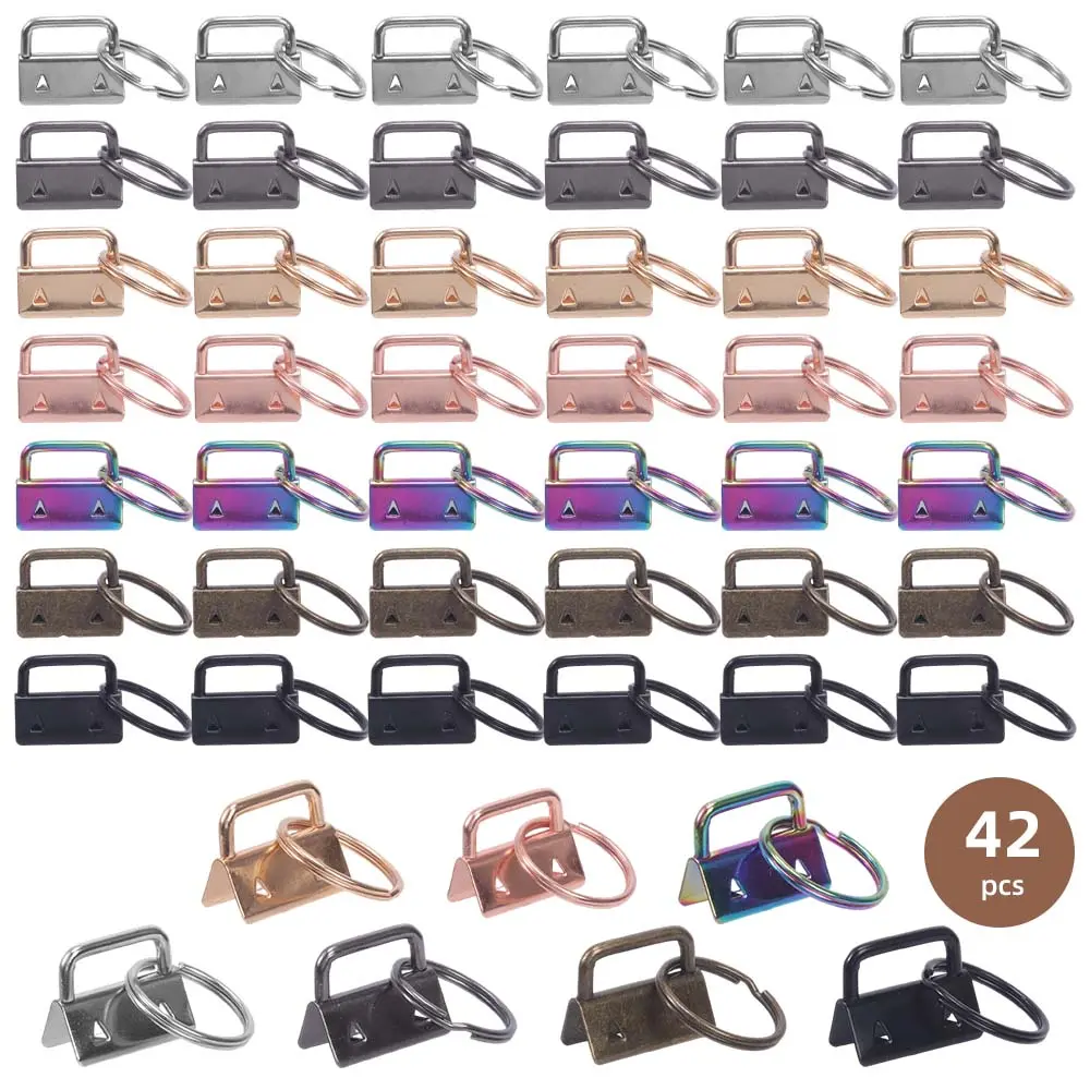 42-Piece 1-Inch Heavy-Duty Metal Alloy Keychain Hardware Kit with Split Rings, Keychain Attachment for DIY Projects, Wristlet Making Supplies