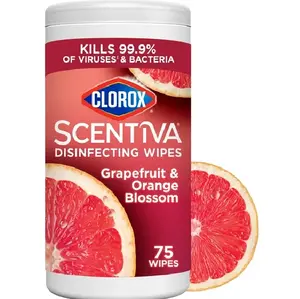 Clorox Scentiva Bleach-Free Cleaning Wipes Grapefruit & Orange Blossom 75 Count Disinfecting Wipes Kills 99.9% of Viruses & Bacteria