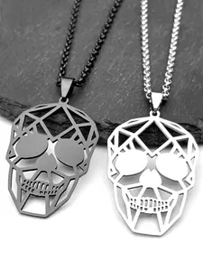 Goth Skull Skeleton Pendant Necklace Gothic Mystery Jewelry For Women Men Stainless Steel Gold Silver Color Hip Hop Rock Male Man Chain Gifts