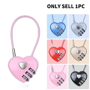 Love shaped padlock dormitory bedroom creative small gift simple basket anti-theft lock bicycle wire password lock Zinc Alloy Lock Combination Lock