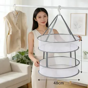 Double Layer Large Windproof Laundry Basket, Foldable Sweater Laying Net, Durable Folding Clothes Rack, Ideal for Home Use