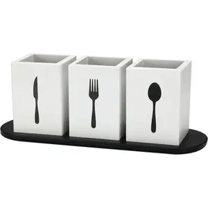 4 count Silverware  Utensil Holder for Countertop Silverware Organizer with  Tray Spoon Fork Holder 3. 15 x 3. 15 x 4. 53 Inches of Each Organizer for Kitchen Parties(White)