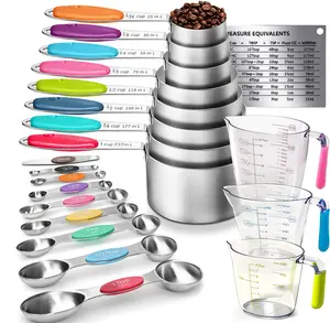 21PCS Stainless Steel Measuring Cups & Magnetic Spoons Set for Cooking Baking Precision Measurements 11 Cups 9 Spoons