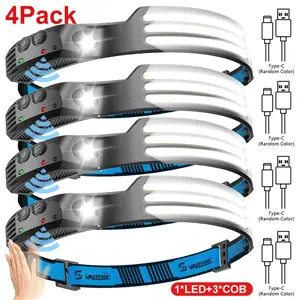 VASTFIRE Rechargeable Headlamp, 1/2/4 Pack Wide Angle White Light The Brightest LED Head Lamp With Motion Sensor Headlight For Camping Hiking Outdoor, Head-Light-LED-Lamp Rechargeable High Lumens Flashlight Multifunctional Flashlight