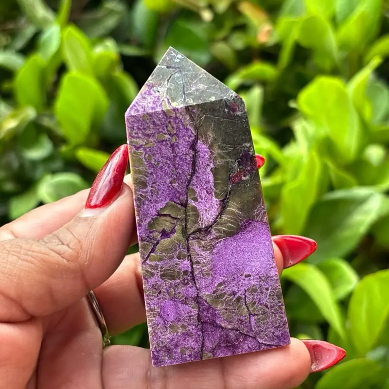 Atlantisite Tower Stichtite & Serpentine Crystal Point Heart Chakra Healing Stone Mystical Altar Decor Spiritual Energy Generator Unique Crystal Gift