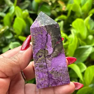 Atlantisite Tower Stichtite & Serpentine Crystal Point Heart Chakra Healing Stone Mystical Altar Decor Spiritual Energy Generator Unique Crystal Gift