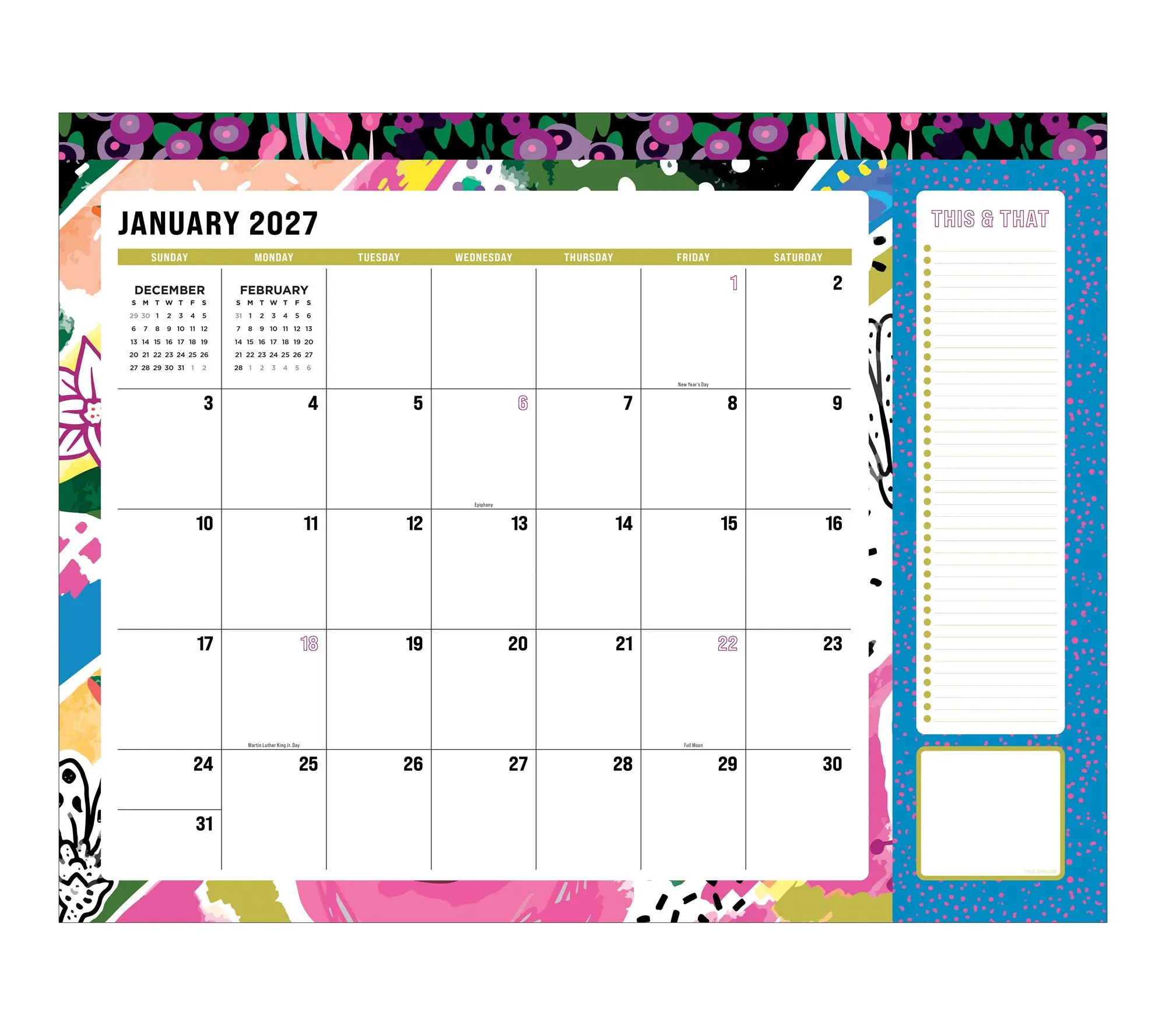 2027 Maximal Mirage Large Desk Pad Monthly Blotter Calendar