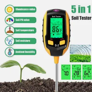 SJPACK 5 in 1 LCD Digital Soil pH Meter Tester for Garden Use with Water and Humidity Monitoring, Ideal for Irrigation and Fertilization Lawn Portable