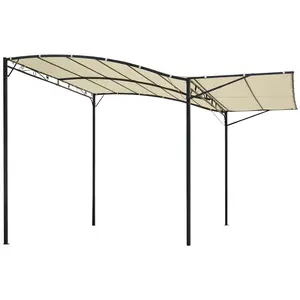 Outsunny 10' x 8' Outdoor Pergola and Patio Gazebo, Extendable Side Awning, Sun Shade Shelter for Garden, Camper, Deck, Doors and Windows, Beige