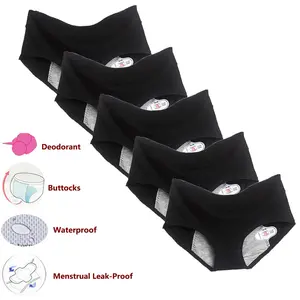 Period Underwear for Women Leak-Proof Menstrual Panties Cotton Postpartum Hipster Brief 5 Pack