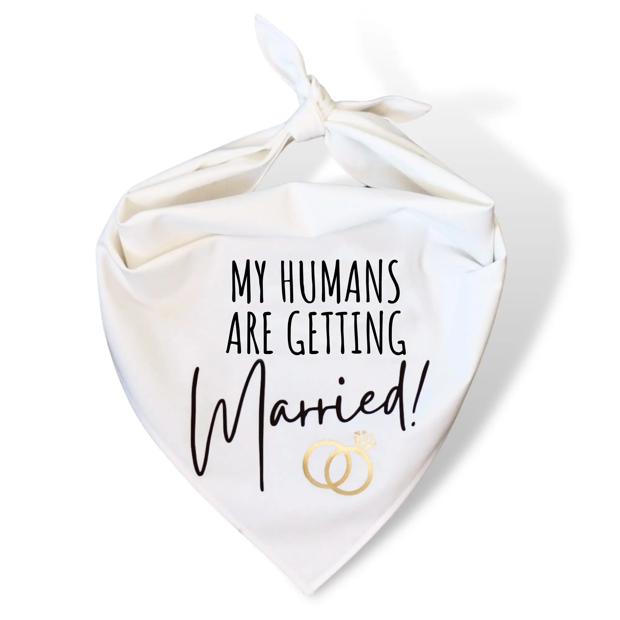 My Humans are Getting Married Dog Bandana - Adorable Wedding Photo Prop, Premium Quality Cotton Fabric with Metallic Gold Ring, Perfect for Dogs