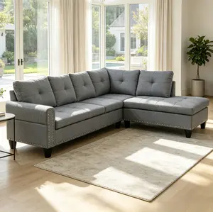 Grey Linen 3-Piece Living Room Sofa Set features breathable anti-pilling linen fabric. With high-density rebound cushions and a sturdy frame, it offers soft cozy seating for family leisure and friend gatherings.