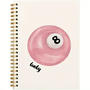 Spiral Notebook, Preppy Trendy Journal, Lucky 8 Ball Aesthetic, Hardcover Weekly Planner, 5.5x8.3 Inch, 50 Pages, School Supplies