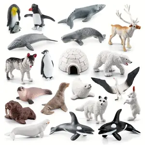 Arctic Animal Model Toy, 20pcs/set Cute Polar Animal Model Toy, Educational Desktop Decoration, PVC Material Animal Collection Toy, Craft Figurine, Figures Combo