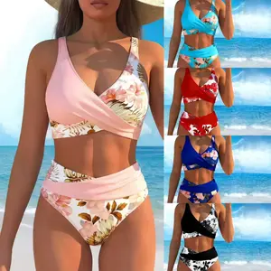 Swipe Right for This Sexy Bikini Set High Leg Cut, Push-up Top, Tropical Floral Pattern. Designed to Enhance Your Curves. Summer Essential. # BikiniBody