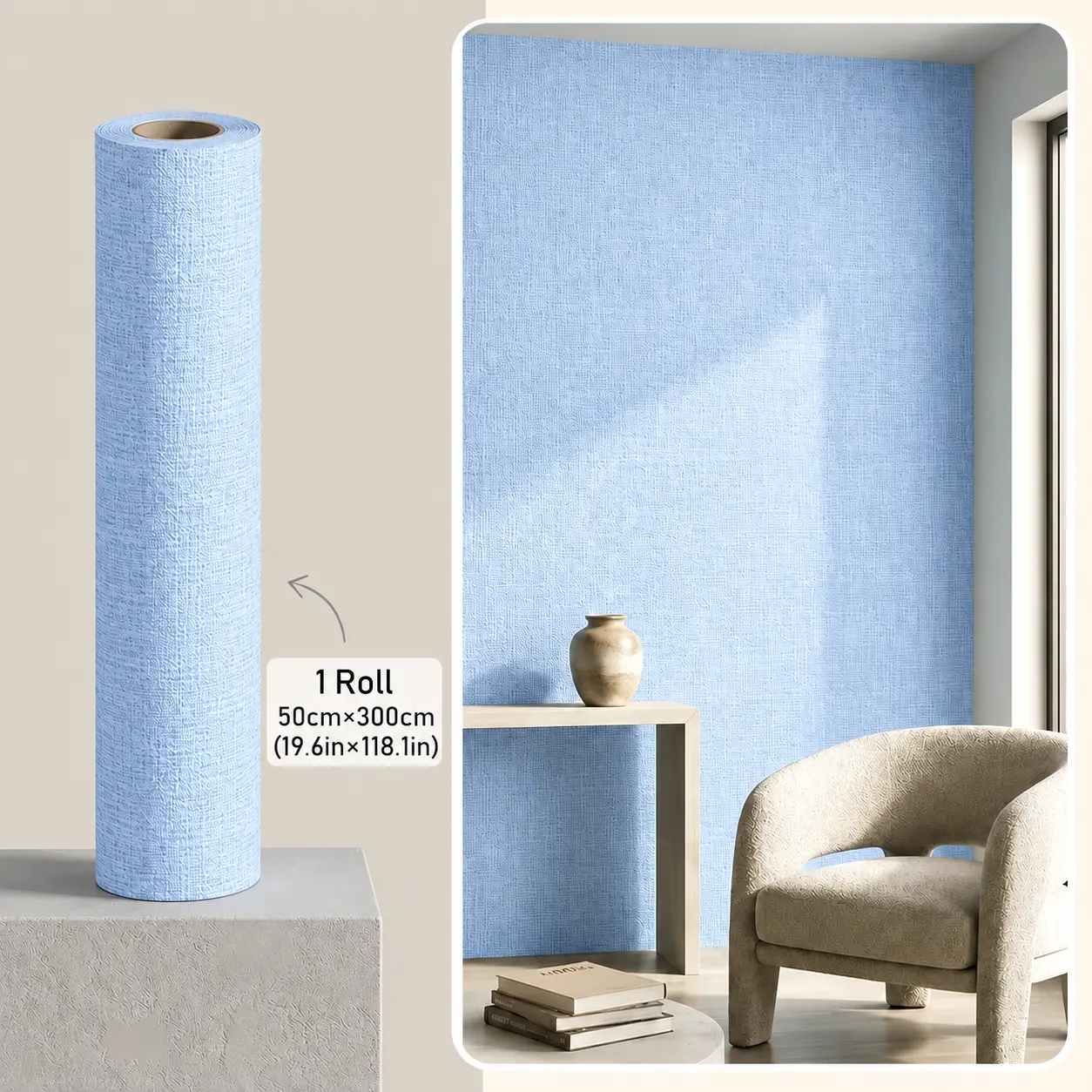 3D Linen Textured Self-Adhesive Decorative Wallpaper - Peel and Stick Designs, Easy-Apply, Easy-Remove DIY Stylish & Modern Home Decor for Living Room, Textured Wall Paper