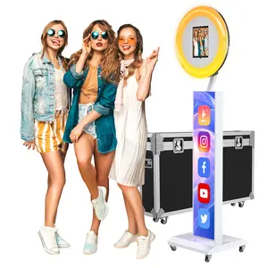 【Mother’s Day gift】MWE Photo Booth Stand | App-Controlled RGB Music Sync Light | Works with Any iPad 10.2"-12.9" | Portable Flight Case | Weddings & Parties