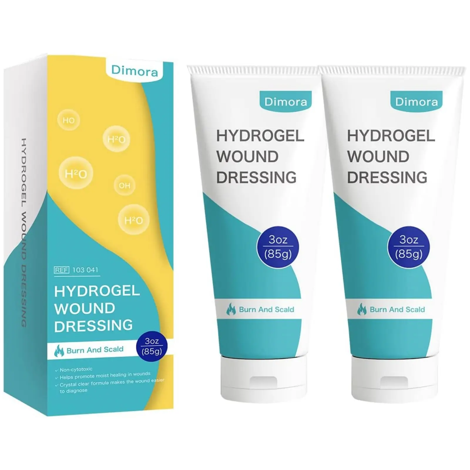 Dimora 2-Pack 6oz Hydrogel First Aid Ointment - Packaged Wound Care, Soothing Skin Repair Cream for Emergency Burns, Postoperative Incisions, Packaged Burn Care, Wound Burn Care