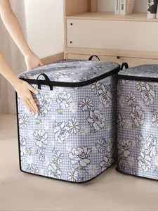 Floral Pattern Clothes Storage Bag, Large Capacity Clothes Storage Organizer, Collapsible Clothes Storage Bag with Zipper & Handle for Home Bedroom