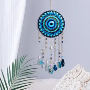 2D Acrylic Wall Hanging Decoration, Decorative Hanging Piece, Evil Eye Design Mandala Floral Pattern Sun Catcher, Home Room Window Garden Door Decor, Perfect Christmas Gift