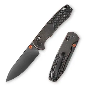 TRIVISA Dragonfly-Cu Pocket Folding Knife, 2.99'' 14c28n Stainless Steel Copper Handle, Crossbar Edc Outdoor Hiking Tool Survival Tools