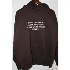 Embroidered 'Save the bees, Clean the seas, Plant more trees' back of Hoodie or Crew Neck, Long Sleeve, Classic fit, Unisex, Adult