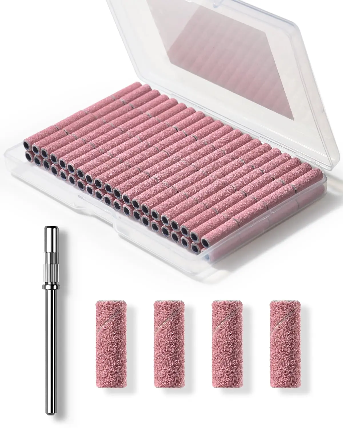 Makartt Nail Drill Sanding Bands, 100PCS with 3.1mm Mini Mandrel, Available in 180, 180-240 & 240 Grit, for Gel Polish Removal, Acrylic Nails, Nail Prep, Manicure, Pedicure & DIY Home Salon
