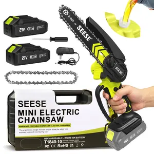 【FathersDayGift】SEESE 6-Inch Brushless Mini Chainsaw with Oil System – Cordless Electric Saw for Wood Cutting, Pruning & Gardening | Lightweight & Easy Use