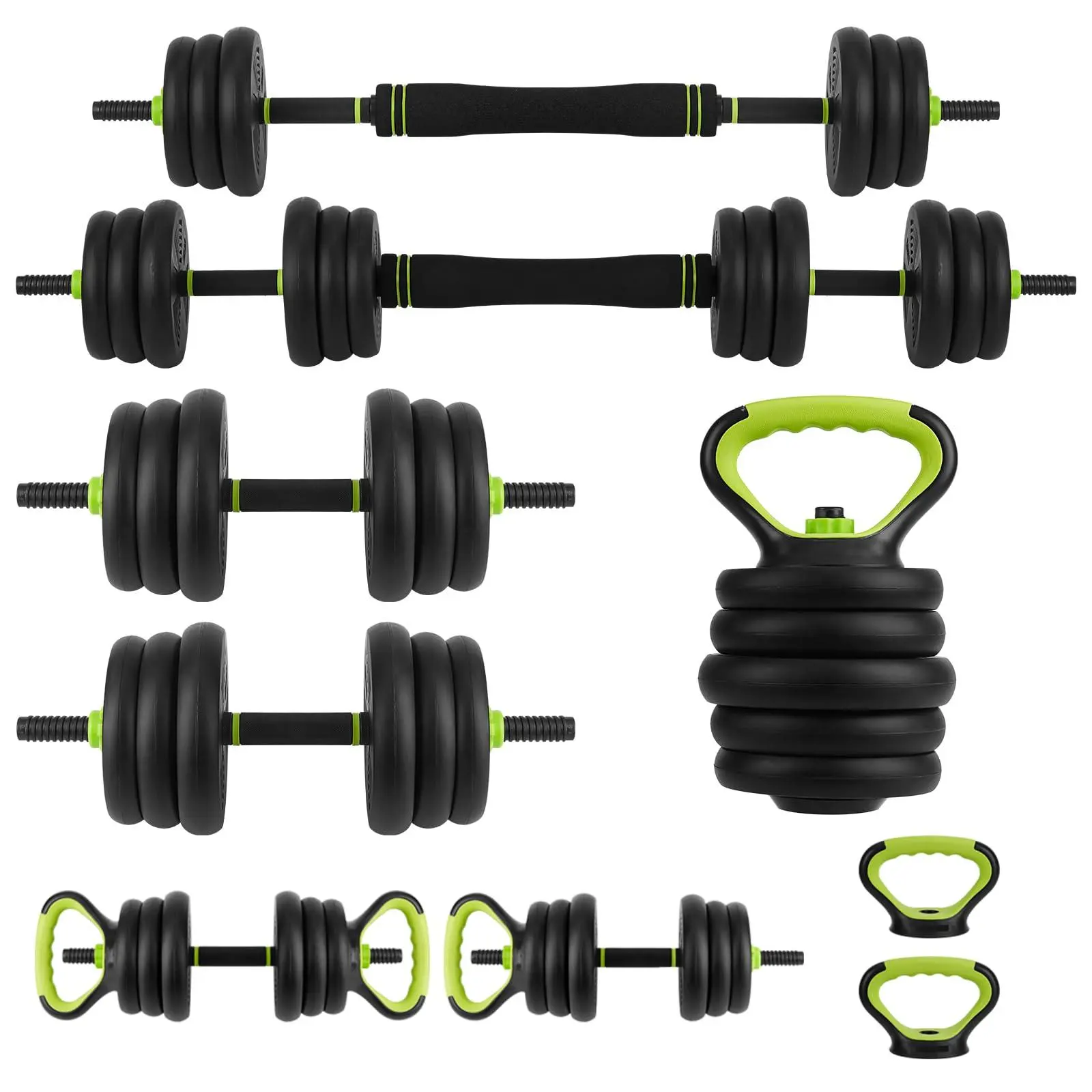 88 LBS Adjustable Dumbbell Set with Iron Grip for Home Gym,4-in-1 Adjustable Weights as Barbell Set, Dumbbell Set,Kettlebells and Push-up