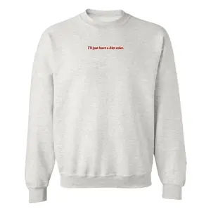 Women's "I'll Just Have A Diet Coke" Embroidered Hoodie - Comfortable Long Sleeve Round Neck Pullover Tops, Stylish Women's Clothes