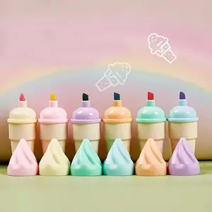 6pcs/set Mini Sweet Cone Shaped Fluorescent Marker Pen, Art Markers, Writing Stationery for School Office Home, Cute Portable Stationeries for Kids & Adults