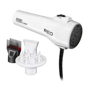 RED by KISS Handle-Less 2200W Ceramic Tourmaline Hair Dryer, Frizz-Free Shine, Pik & Diffuser Included