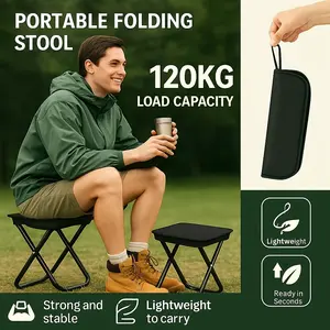 Portable Folding Camping Chair with Storage Bag, Durable Aluminum Alloy, Compact Design, Heavy Stability, Ideal for Hiking, Fishing, Picnic, BBQ