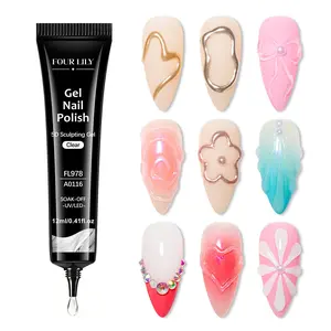 FOURLILY 5D Sculpting Gel, Uv Nail Gel, Clear Nail Art Shaping Gel Polish for DIY Manicure Designs, Perfect for Spring Summer Nails, Ideal for Painting 3D Flower Bow Heart Nail Decorations, Nail Trend, Nail Accessories, Nail Art Essentials, Uv Light Gel