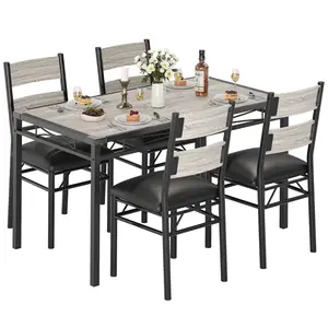 [fathers day gift]New Upgraded Dining Table Set [1 Table+2 Chairs or 1 Table+4 Chairs] with Sturdy Metal Legs and Thickened Steel Frames, Space-Saving Design with PU Upholstered Chairs Supporting up to 400 Pounds