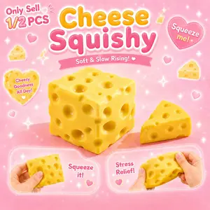1 PC Cheese Squishy Stress Relief Toy, Soft Slow Rising Squeeze Fidget, Silent Sensory Desk Decor, Sensory Stress Reliever for Teens Adults Home Office Study
