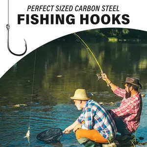 100pcs Premium Carbon Steel Fishing Hooks Fishing Gear Size 3-12 with Barbed Design, Sharp Durable Single Hook for Better Fishing Results, Fishing Accessories