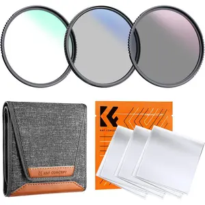 K&F Concept 52mm UV/CPL/ND Lens Filter Kit (3 Pieces)-18 Multi-Layer Coatings, UV Filter + Polarizer Filter + Neutral Density Filter (ND4) + Cleaning Cloth+ Filter Pouch for Camera Lens (K-Series)
