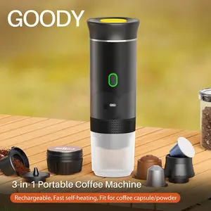 Portable Coffee Machine 3 in 1 Rechargeable Espresso Maker for Capsules Coffee Powder Travel Home Office Easy Clean Compact Coffee Tools Holiday Gift
