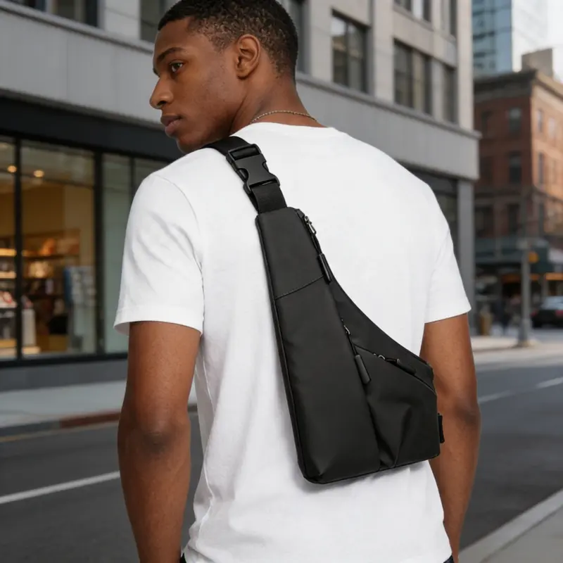 Lightweight Sling Chest Bag, Anti-Scratch Crossbody Shoulder Pack, Multi Compartment Casual Bag for Sports and Daily Errands