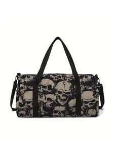 Skull pattern printed large capacity travel duffel bag, portable storage bag, Travel Duffle Bag