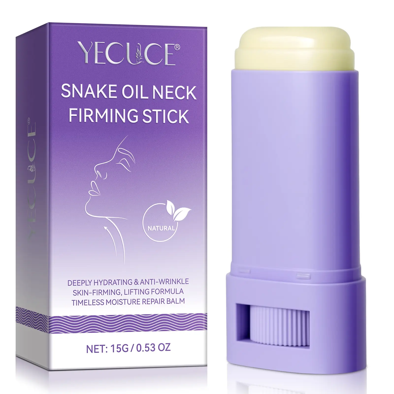Yecuce Snake Oil Neck Firming Balm, Neck Firming Stick, Moisturizing Cream for Neck Care, Beauty Products, Lightweight Non-Greasy Formula, Improves Skin Texture, 100g Single Pack