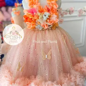 Peach Butterfly Tutu Dress | Crochet Dress Party Birthday