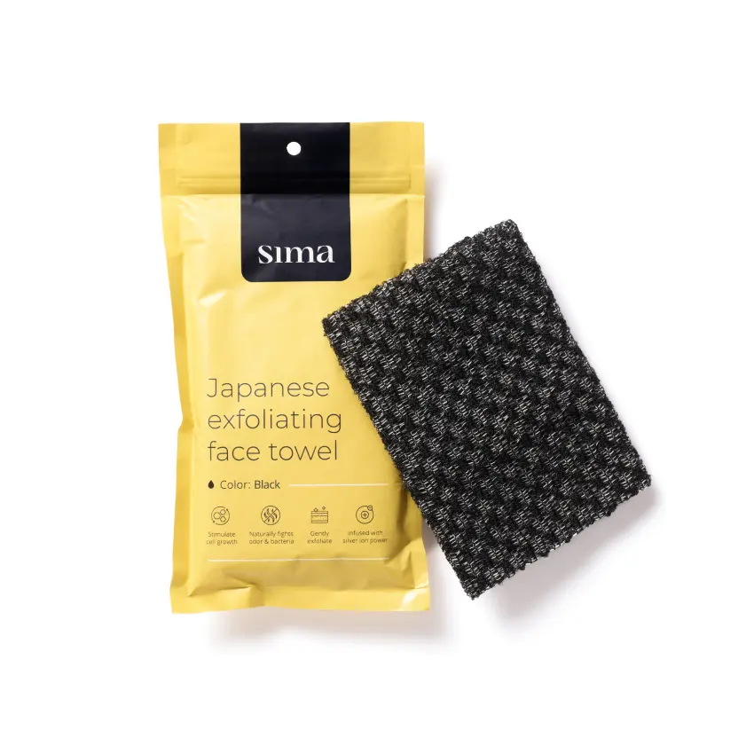 Sima Bamboo Antibacterial Japanese Face Towel - Soft, Comfy Exfoliating Towel for Daily Bath Use, Cleanses, Removes Excess Oil, Aids Collagen Production, Leaves Skin Soft, Smooth, and Radiant