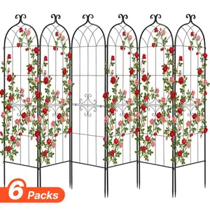 VEVOR Garden Trellis, 71 x 20 inch Rose Trellis, 6 Packs Garden Flower Rose Trellises with Powder-Coated Finish & Convenient Locking Design, Plant Support Trellises for Flowers, Vegetables, Roses