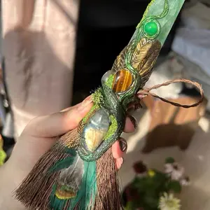 Crystal broom — crafted for calm and protection.